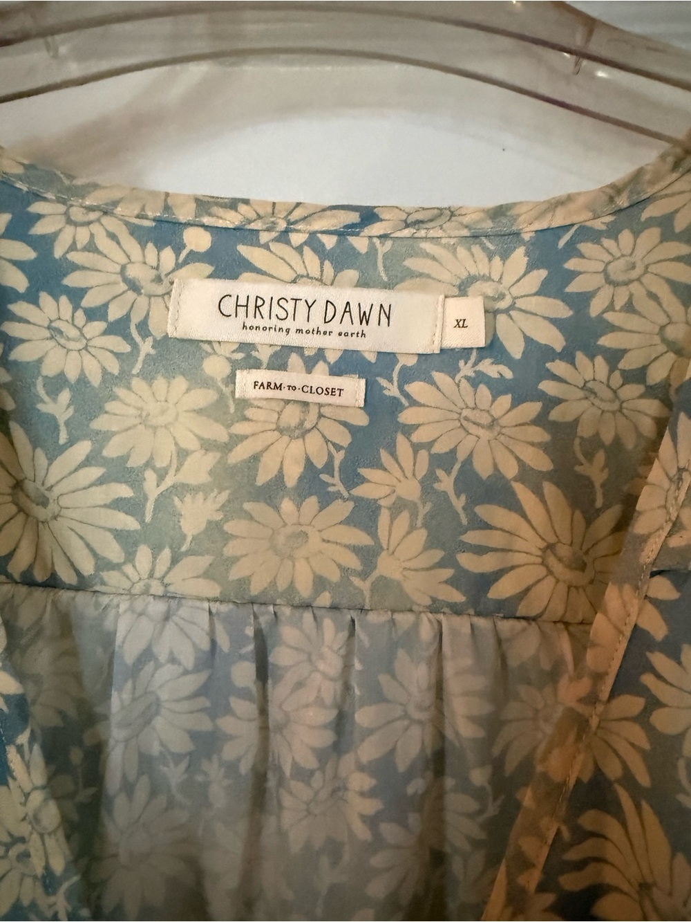 Christy Dawn Floral Midi Dress in Cream and Pale Blue - Picture 3 of 3